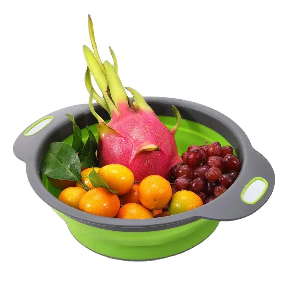 2021 new style Kitchen use portable plastic washing fruit basket storage folding telescopic