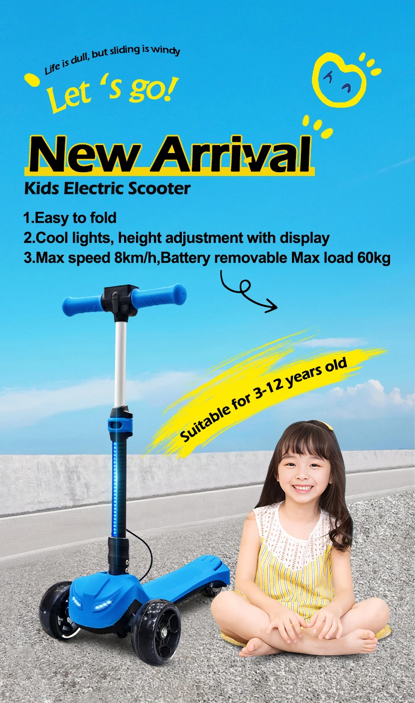 Electric Scooter 3-12 Years Outdoor Child Toys Scooter with Big Three Wheels Pedal Alloy Kick Scooter for Kids