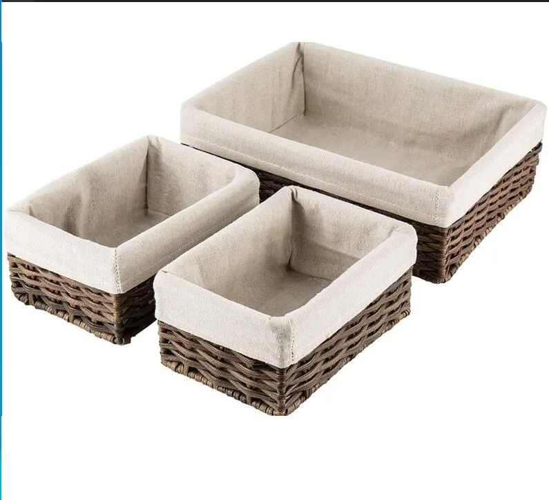 Hosroome Handmade Wicker Storage Baskets Set Shelf Baskets Woven Decorative Home Storage Bins Decorative Baskets Organizing Bask