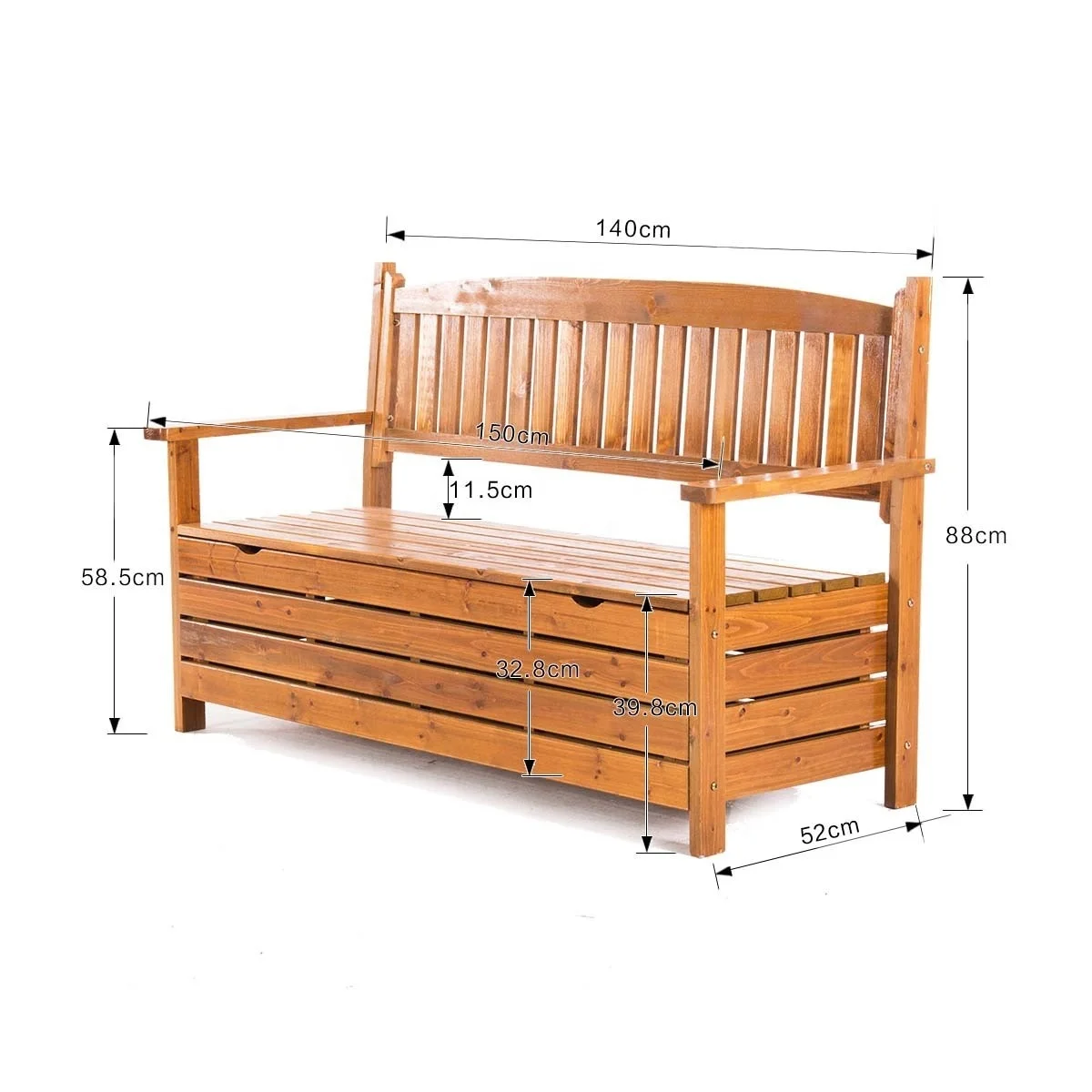 Wooden chair seat custom made garden bench storage high quality outdoor storage bench for park/garden/patio