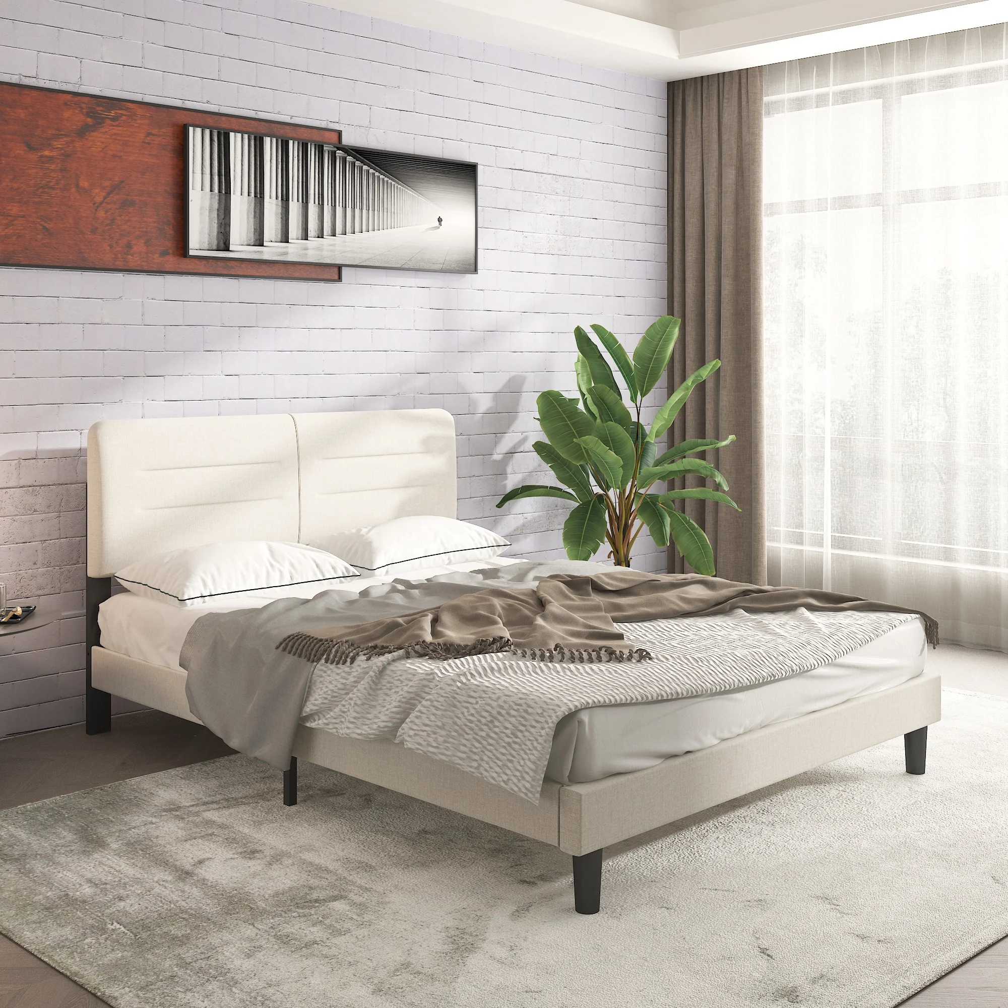 Factory Wholesales Wood Bed Frame Bedroom Furniture Simple Metal Upholstered Bed Frame