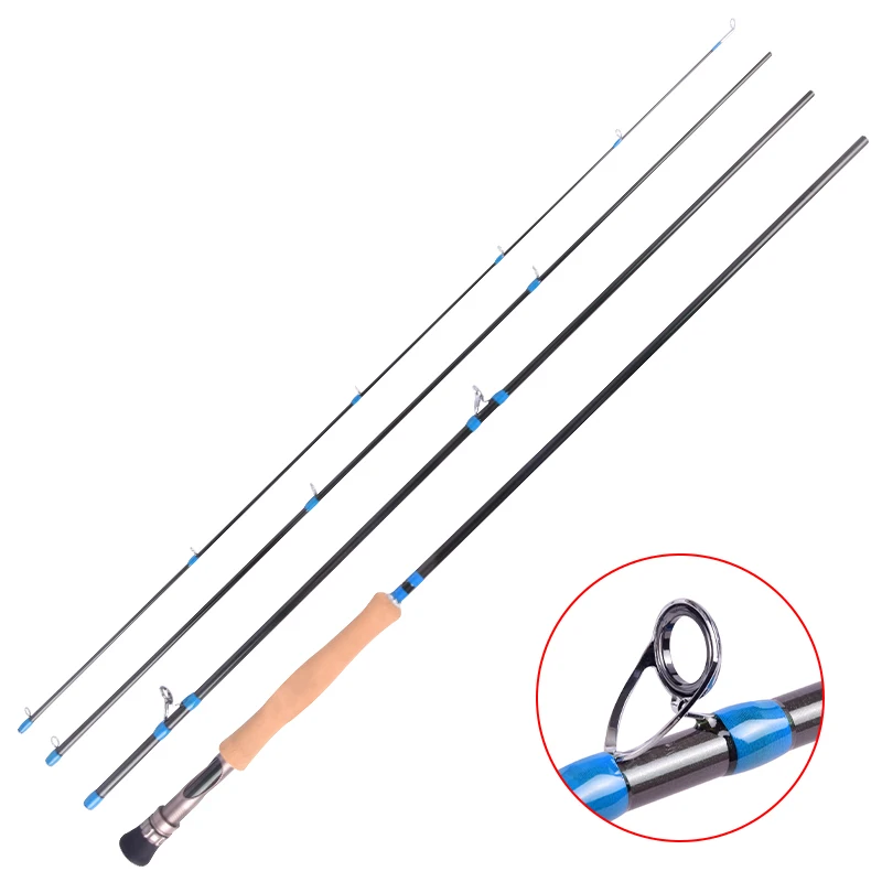 ODM OEM Professional Manufacturer Carbon Fiber Fly Fishing Rods 4 Sections 3A Cork Handle Pole Rods
