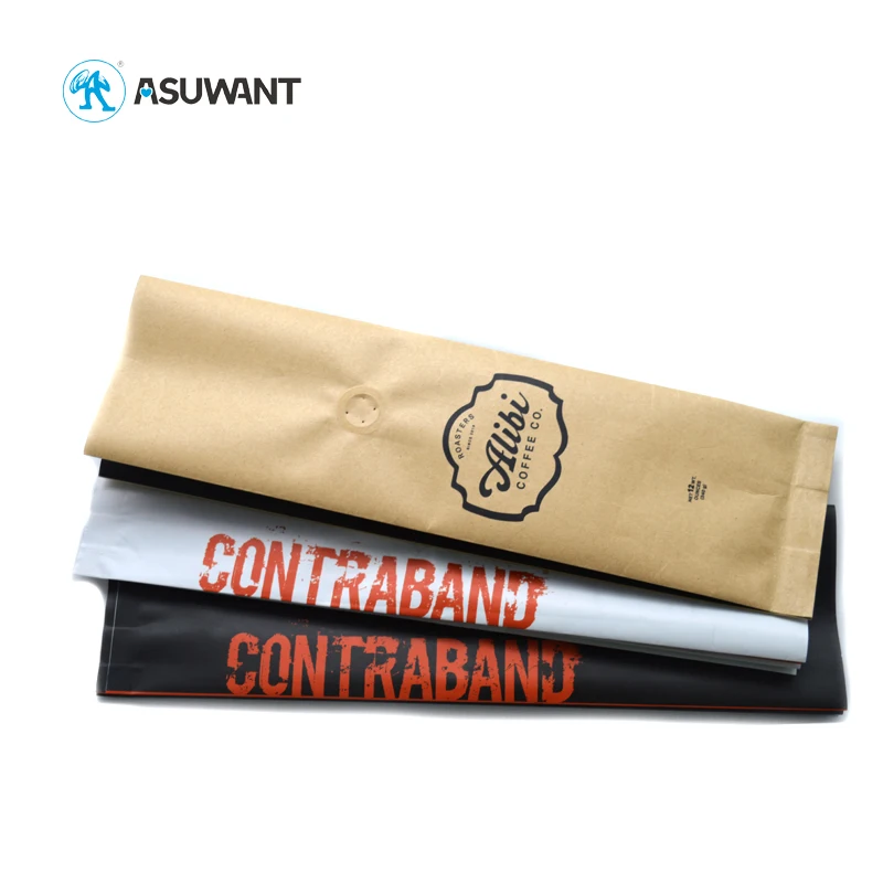 Custom printing flat bottom plastic aluminum foil coffee packaging bag with value