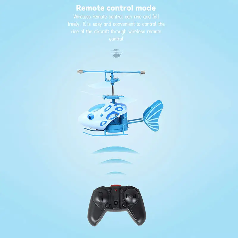 2.4G 2CH Kids Boys Remote Control Lighting Flying Fishing Aircraft Indoor Outdoor Infrared Induction Hobby Rc Helicopter Toys