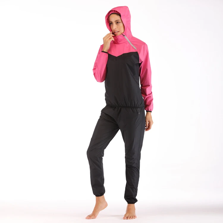 Custom plus size hot waterproof clothing ladies Slimming lose weight sauna sweat clothes zipped long sleeve suits