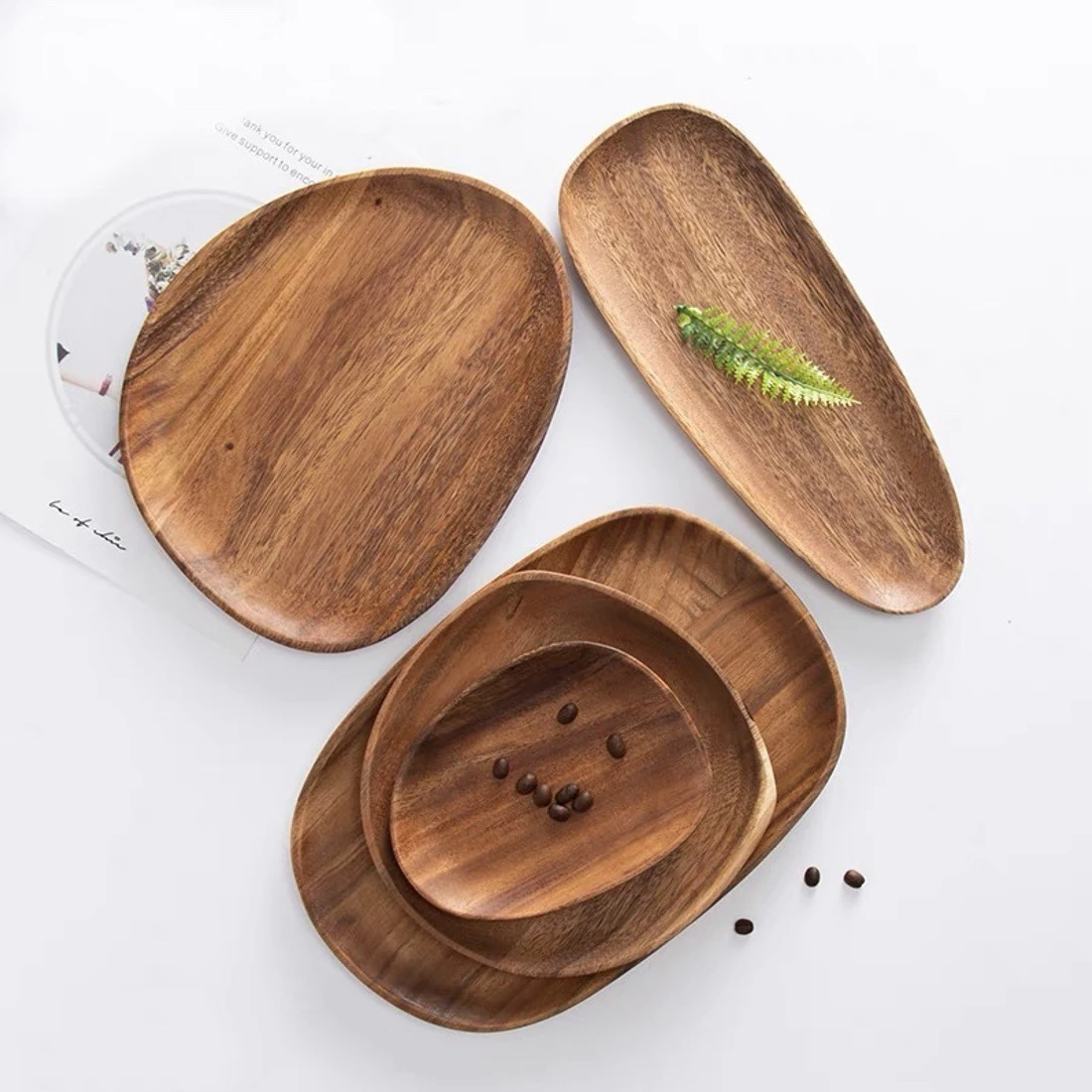 wholesale nordic hot sale cheap acacia solid wood food fruit serving plate round irregular shape  acacia wooden plate