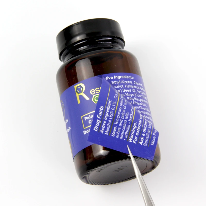 Biodegradable Two Side Printing  Self-adhesive Stickers Multi layer Cosmetic Ingredient Price Bottle Bottom Booklet Label