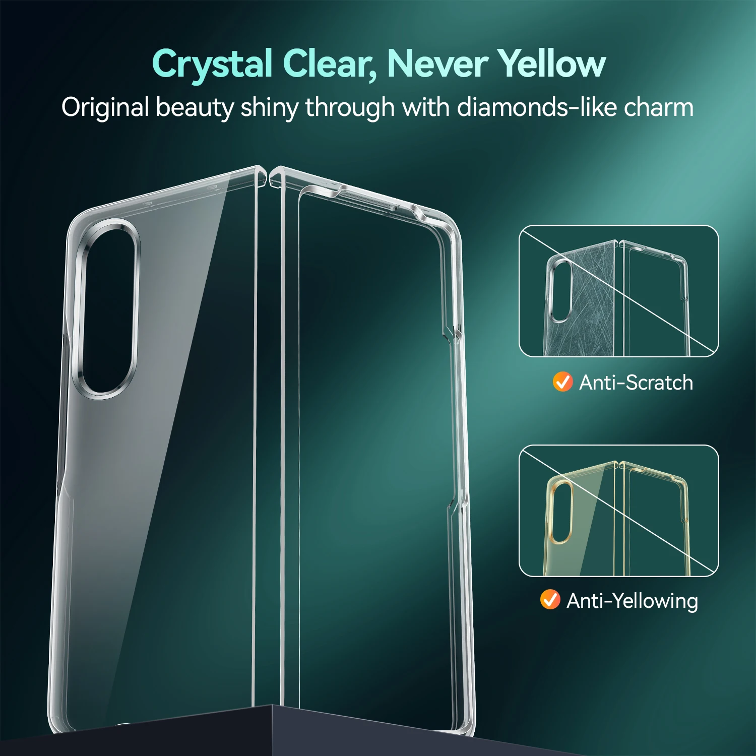 For Samsung Galaxy Z FOLD 4 Wholesale Price 1.5MM PC TPU Shockproof Folding Transparent Phone Case Clear Cover