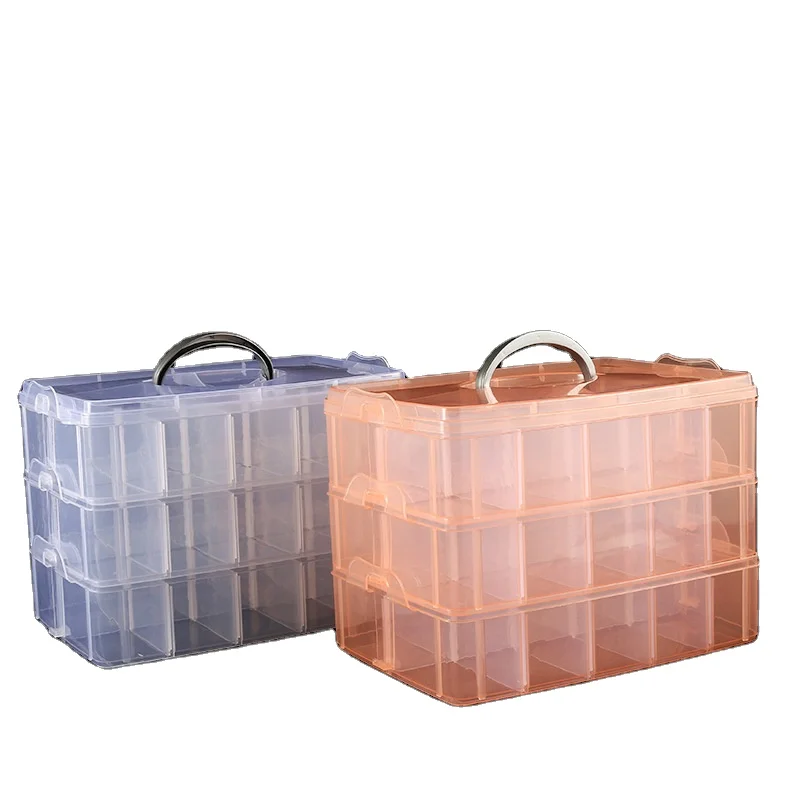 3-Tier Craft Organizers and Storage Stackable Storage Containers with 30 Compartments Dividers