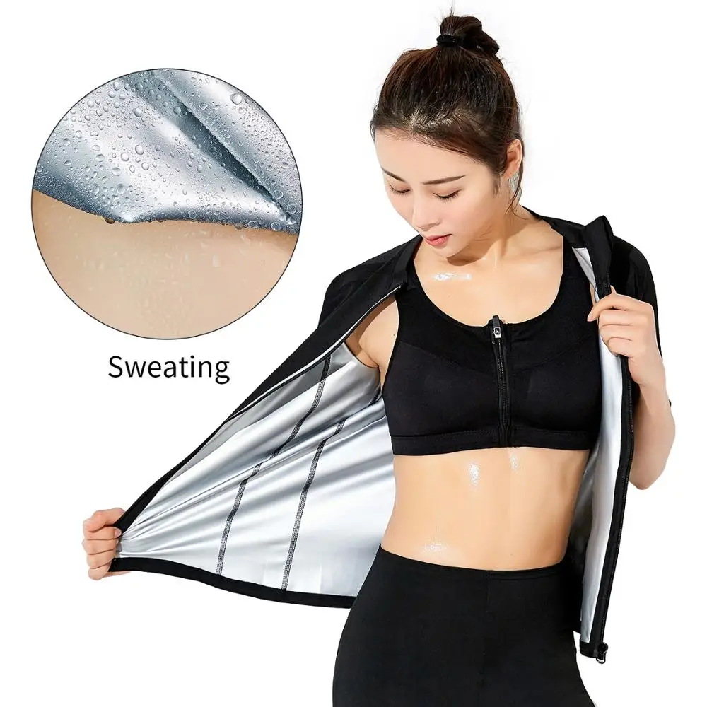 Flygaga Indoor Fitness Gym Waist Trainer Sauna Suit Sweat Neoprene Shirt Sport Workout Weight Loss Top Body Shaper for Women