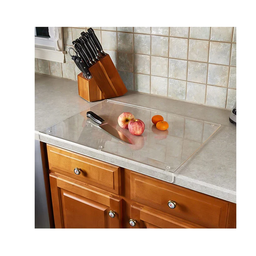 Crystal Transparent Hot Sale Boards Counter Acrylic Cutting Board For Kitchen With Counter Lip