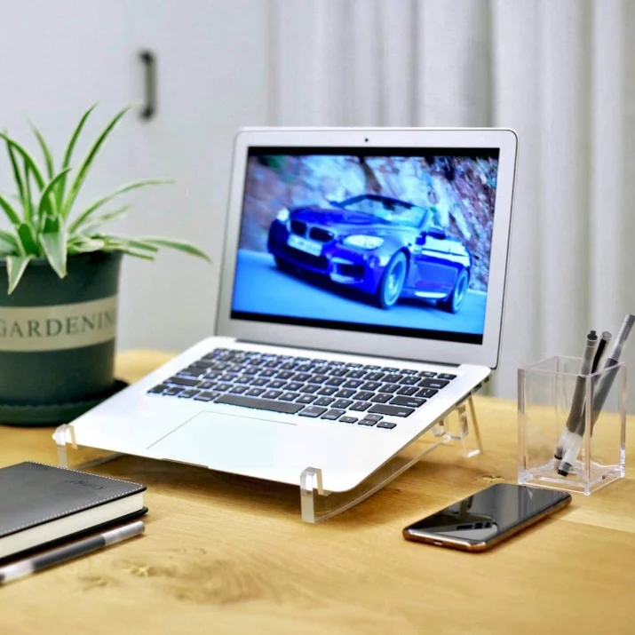 Custom Size Color Desk Tabletop Removable Laptop Display Stand Clear Laptop Stand Acrylic