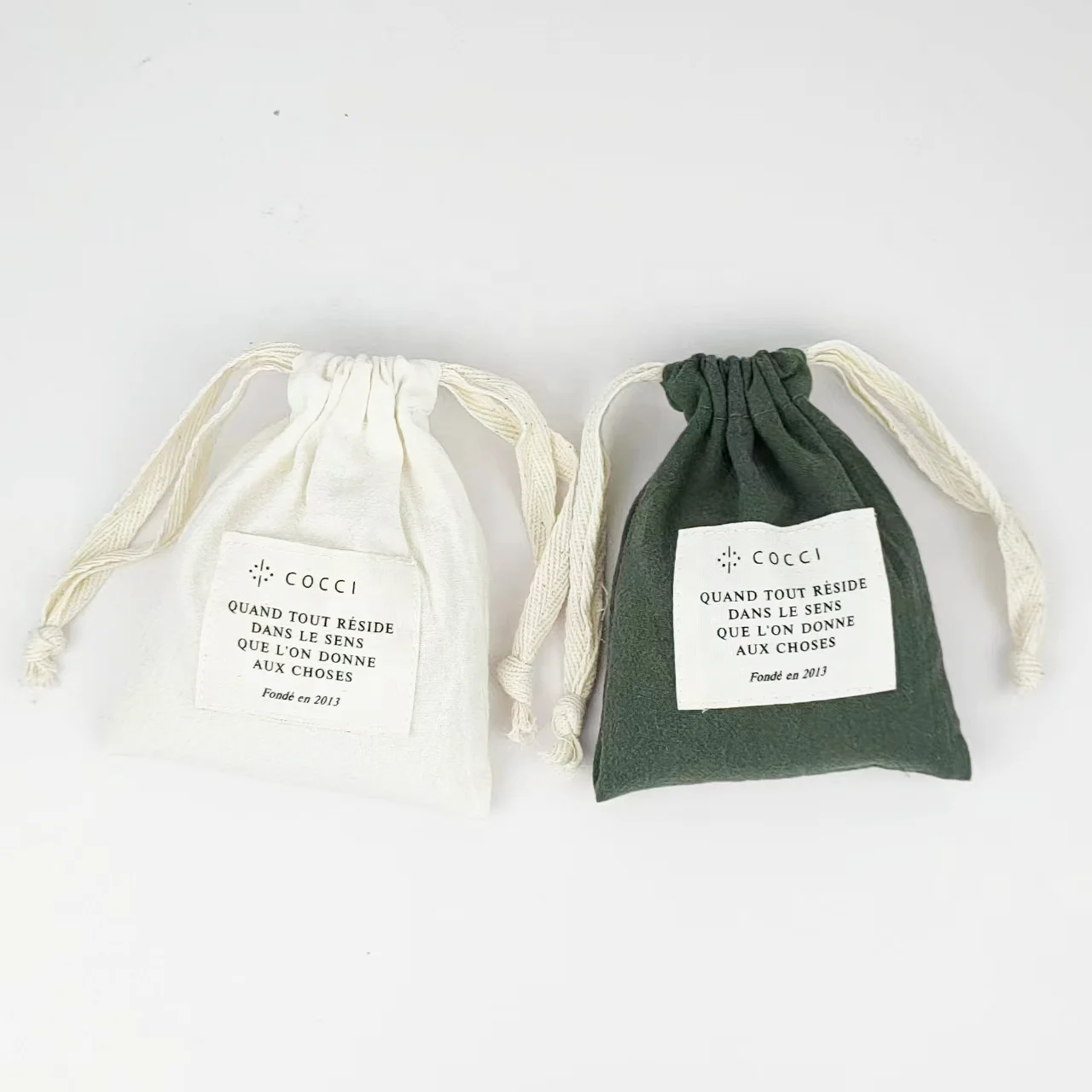 Accept Print Logo Cotton Bag Gift Packaging Dust Proof Favor Natural Soft Cotton Drawstring Bag