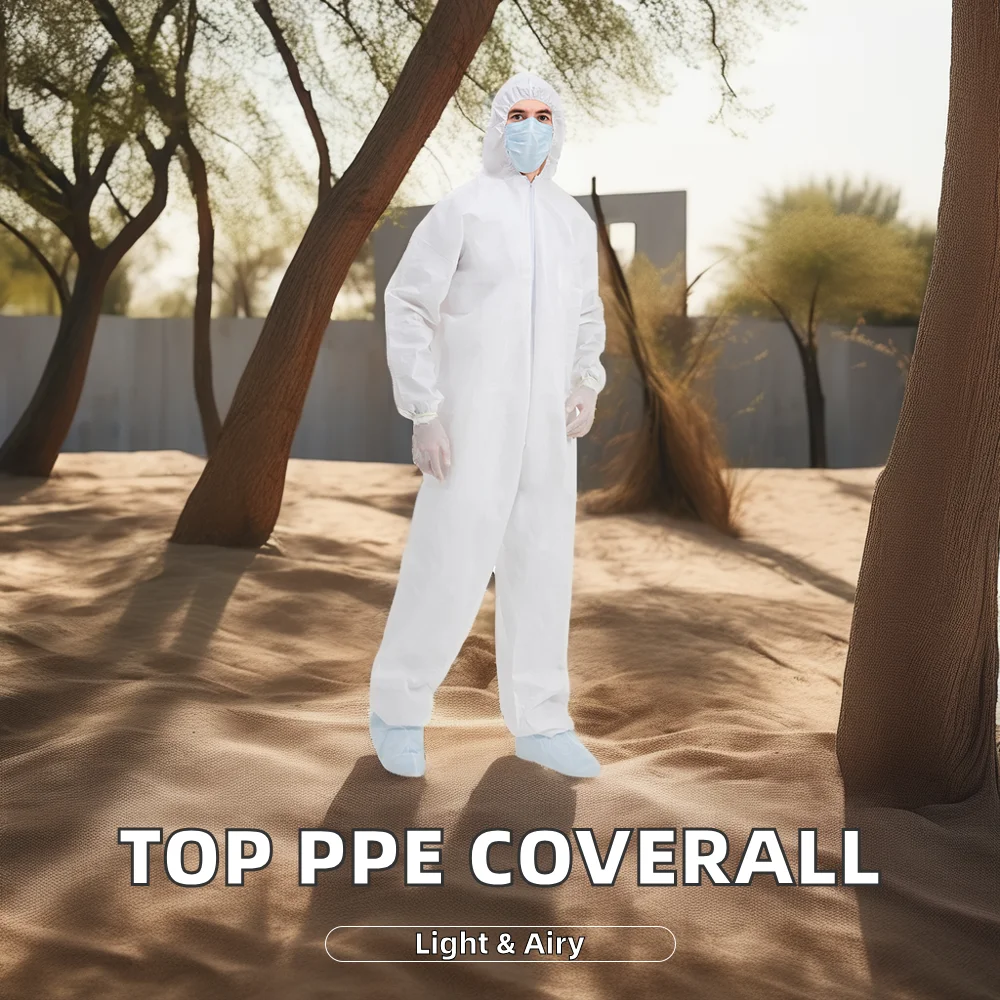 Disposable Medical Protective Clothing 45gsm-75gsm Dupont Tyvek Fabric Jumpsuit Microporous Romper Coverall