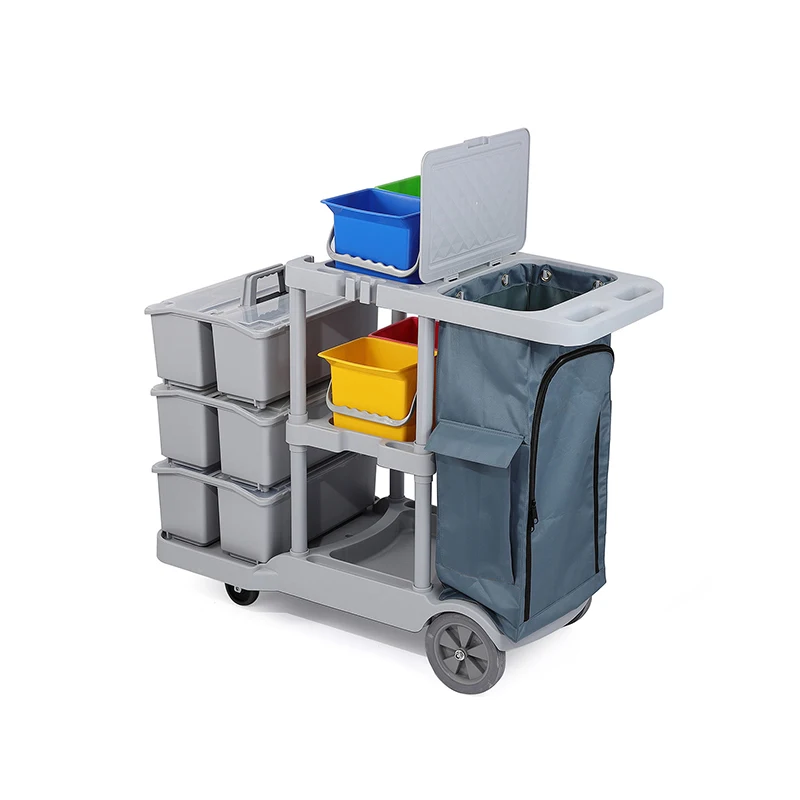 Commercial Restaurant Room Service Cleaning Tool Trolley Cart Wheel Wheelie Bag With Mop Wringer