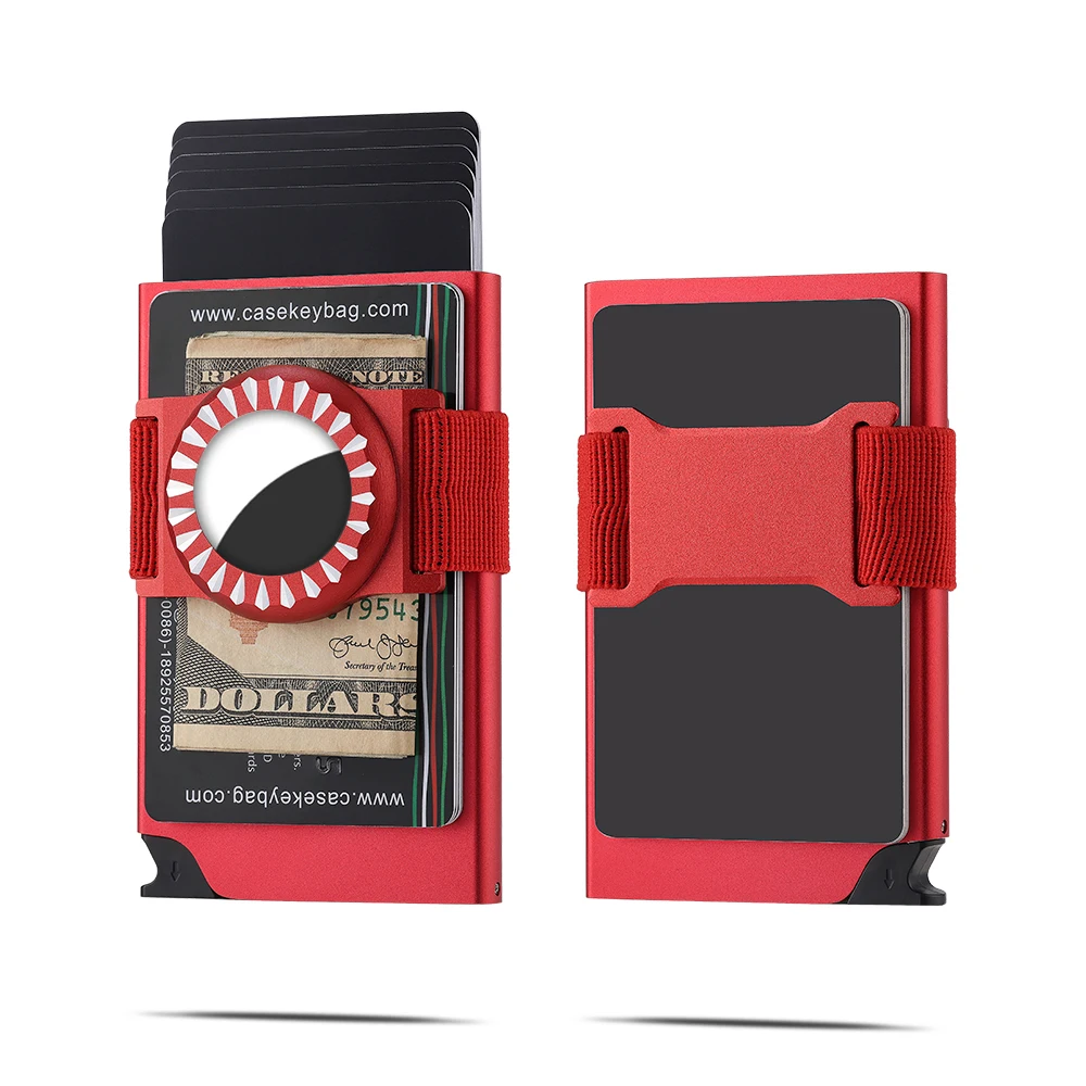 Casekey Wholesale Aluminum Alloy Pop Out Automatic Cardholder Tracker Money Clip Wallet Metal Card Holder for Men Women