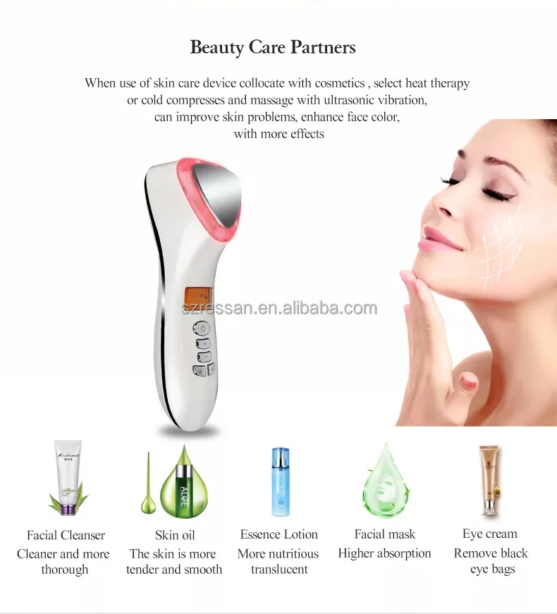2024 New products LED Hot Cold Hammer face lifting Vibration Massager Anti Aging Skin Tightening Beauty Instrument