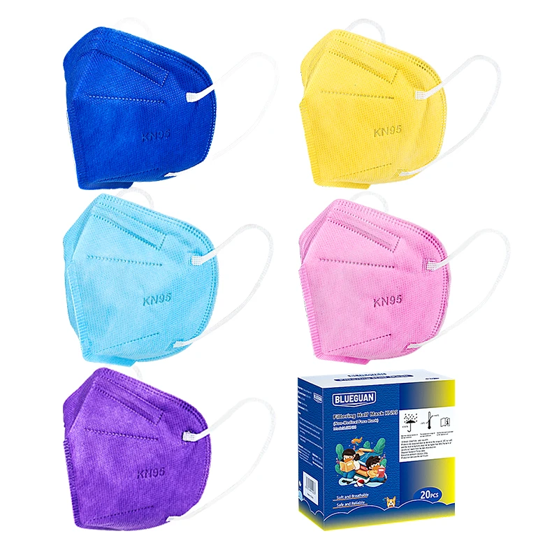 Маска KN95 для детей, индивидуальная детская разноцветная маска KN95 для мальчиков и девочек, одноразовая маска для лица