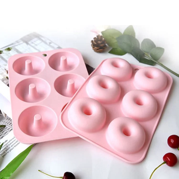 Лидер продаж, силиконовая круглая форма для торта с 6 отверстиями, форма для шоколадного торта в виде пончика, противень для выпечки, силиконовая форма для пончика