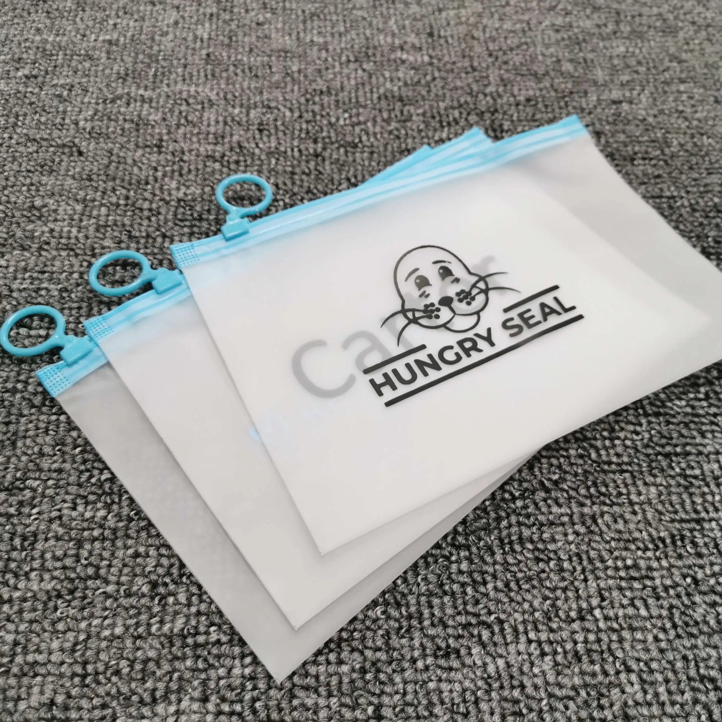 Eva/pe/pvc Ziplock Frosted Underwear Clothing Plastic Zipper Bag With Logo Blue zippered zip pocket With Circle Ring