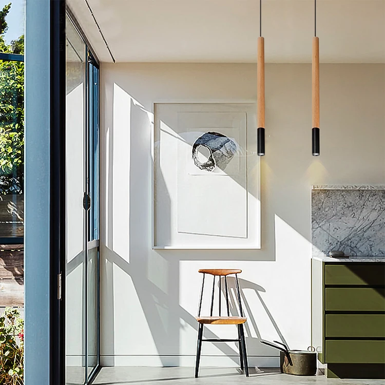 
High quality Iron Wooden Small Kitchen Island Light Ceiling Pendant Lamp For Home 