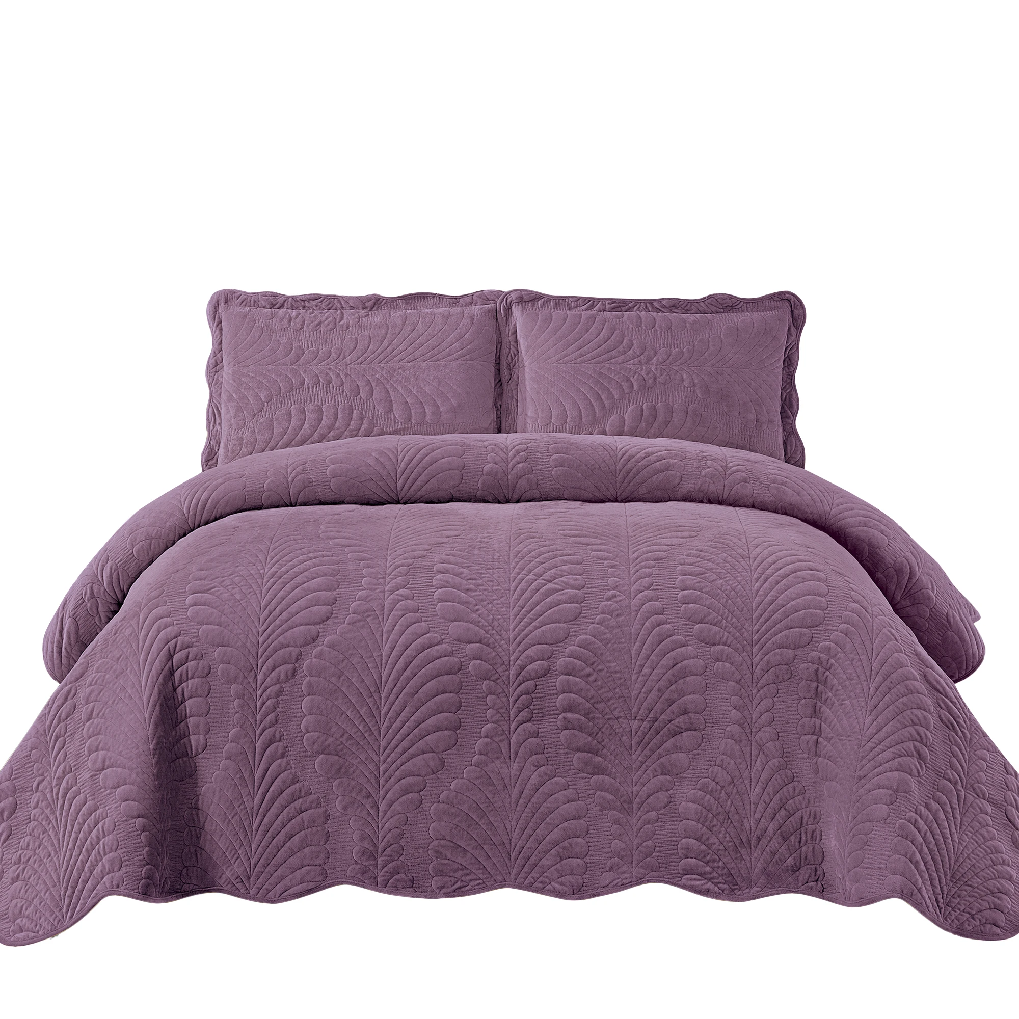 Velvet Embroidery Four Seasons Universal High Quality Bed Cover Plant Banana Leaf Flower Bedspread Set