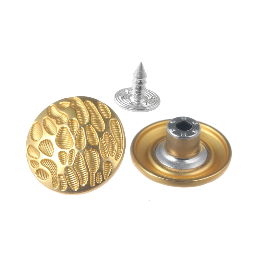 High Quality Customized Engraved Logo Anti. Gold Style Metal Zinc Alloy Jeans Button for Garments