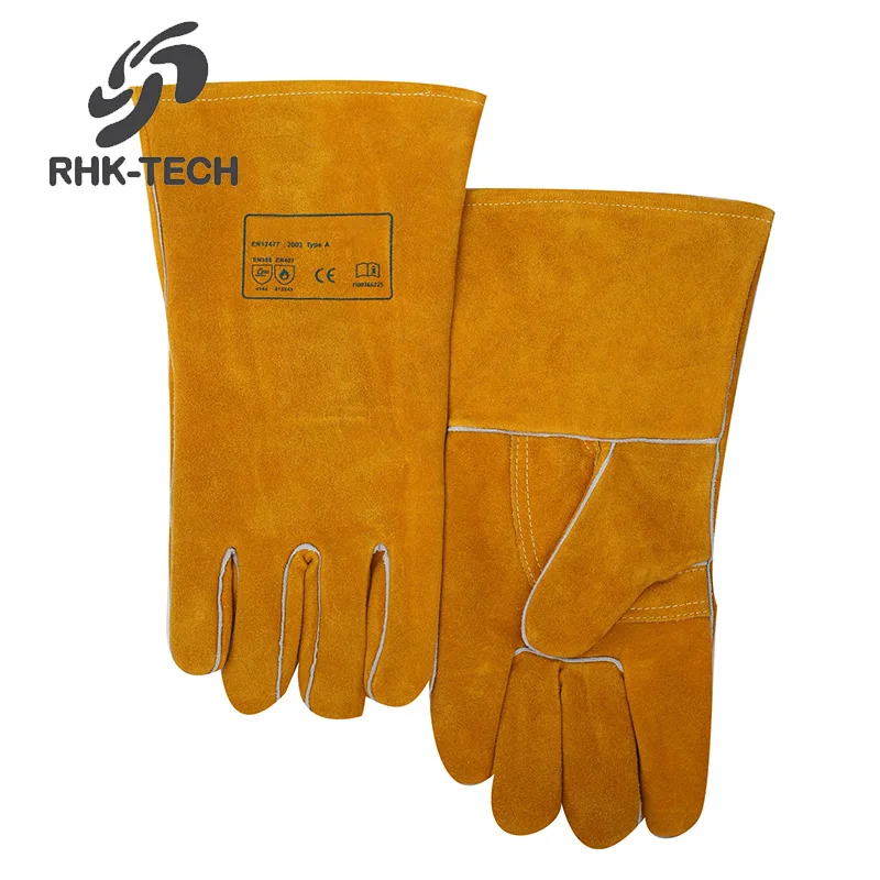 RHK Hot Sale High Quality Hand Protect Leather Industrial Electric MIG Welding Gloves