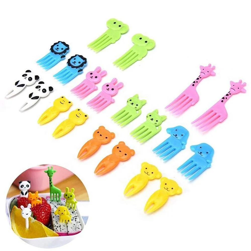 Animal Fruit Fork Mini Plastic Fruit Fork for Bento Boxes