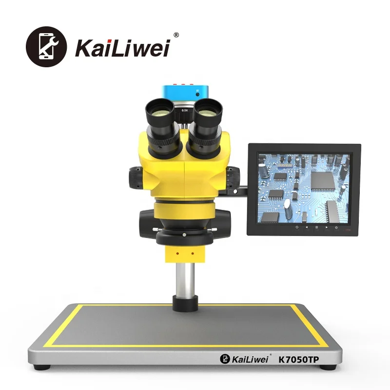 kailiwei 7-50x Industrial Trinocular Stereo synchronize focus 48MP USB/HDMI-compatible camera display optical microscope prices