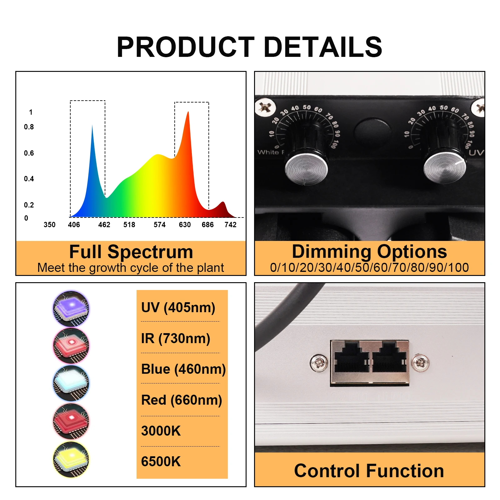 Best Hydroponic Full Spectrum LM301 650W 720W 800W 8 Bar Commercial LED Grow Light With 0-10V Dimming