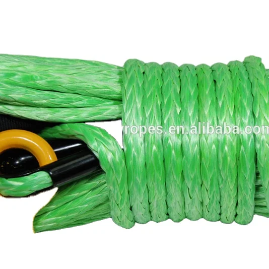 hyropes 10,000LBs Synthetic Winch Line Cable Rope with Black Proteting Sleeve for ATV UTV (Green)