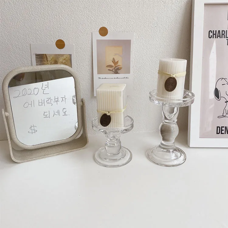 Cutelife Wholesale New Arrivals Pillar Crystal Candle Holders Transparent Glass Holder For
