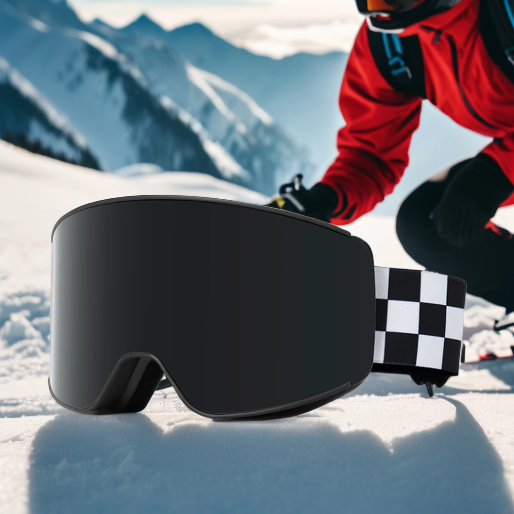 Magnetic ski goggles Frameless Anti Fog Double-layer Removable Lens Skiing Glass  Magnet Snow Goggle