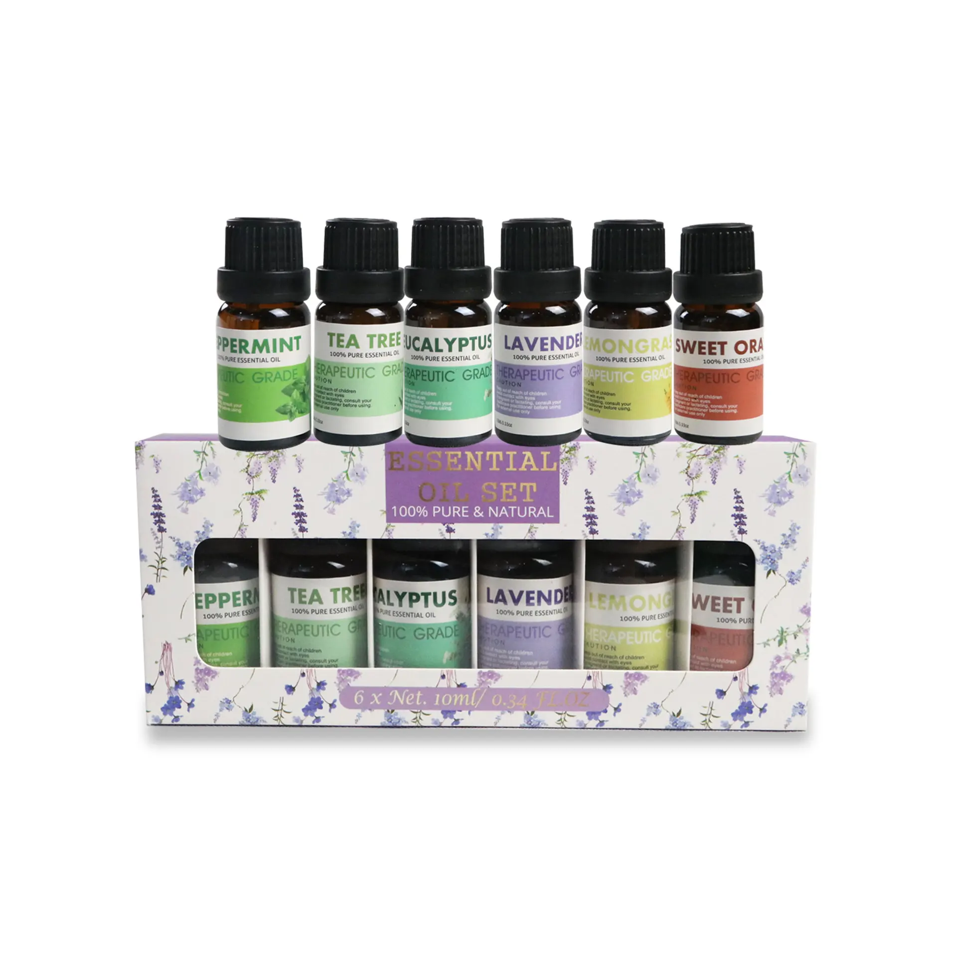 Flower Aromatherapy Essential Oil Bulk Perfume Roller Bottle Natural Pure Lavender Peppermint Tea Tree Massage Essential Oil