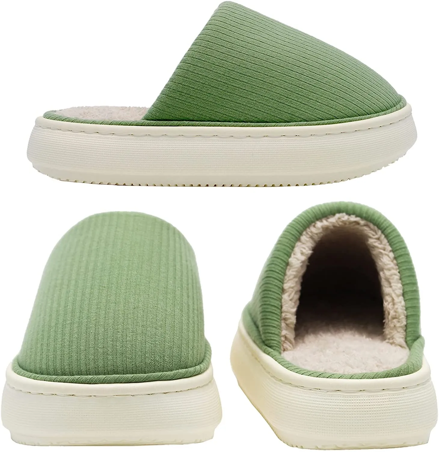 FREE SAMPLE Fluffy Slippers for Women Memory Foam Fuzzy Slippers Knit Non Slip Thick Sole Warm Bedroom House Slippers EVA 1pairs