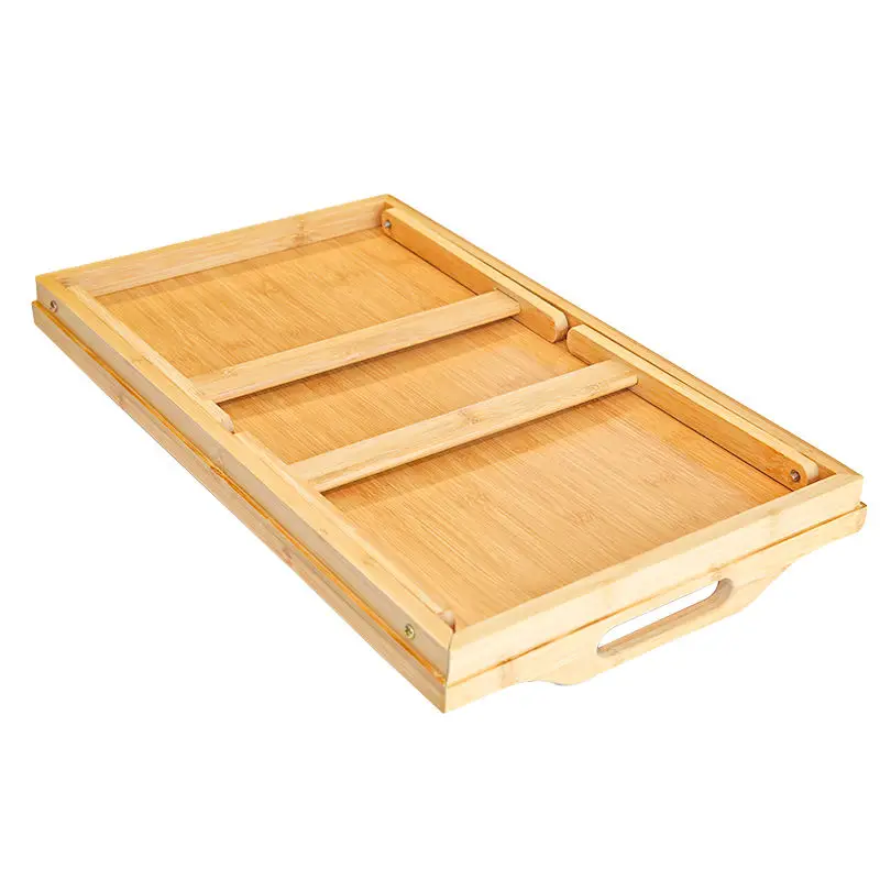 Bamboo Bed Tray Folding Breakfast TV Laptop Tray Table Hospital Serving Tray with Handles Foldable Legs