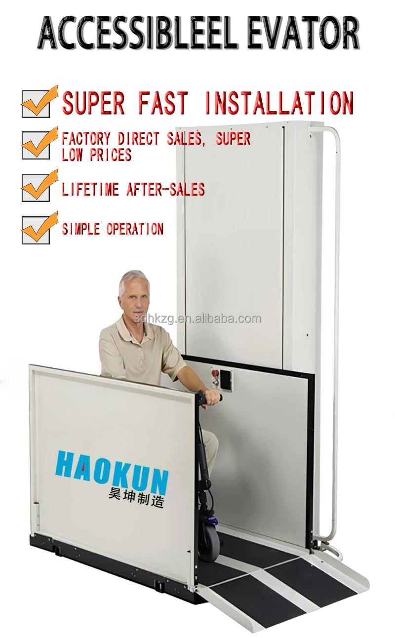 Exterior Accessible Vertical Hydraulic Invalid Wheelchair Disabled Platform Lift Elevator Lifts Price For Disabled People