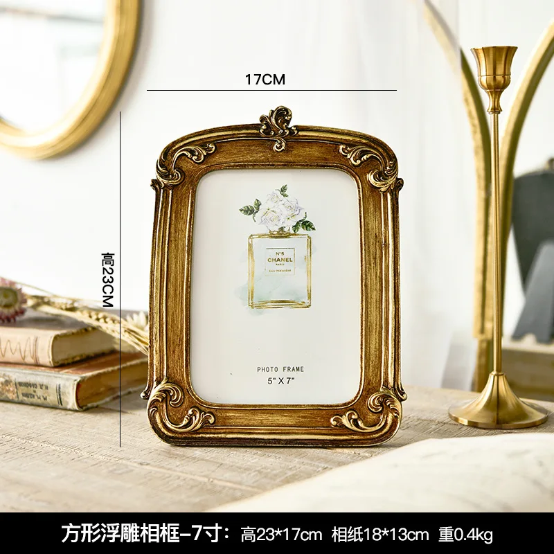 Antique Picture Frame Vintage Flower Oval Rectangle Resin Photo Frames for Photography Home Decor