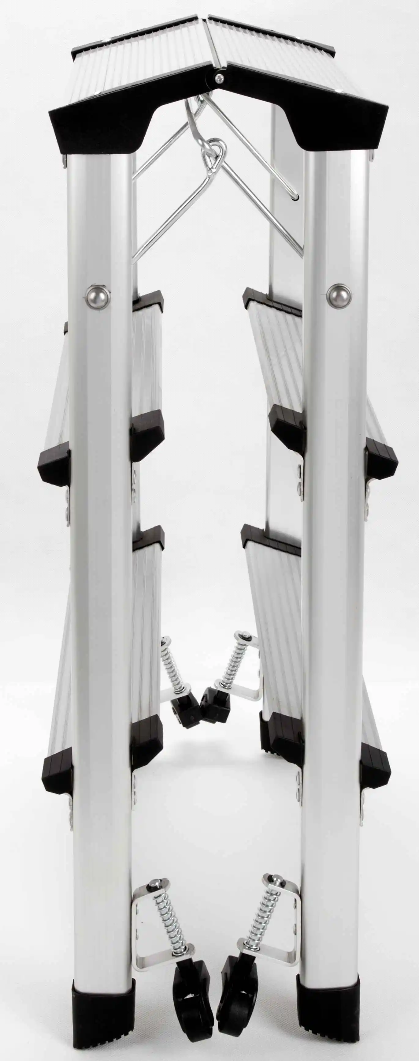 Factory 2 tiers Rolling Safety foldable  Aluminium 3 steps  Folding Step Ladder With wheels