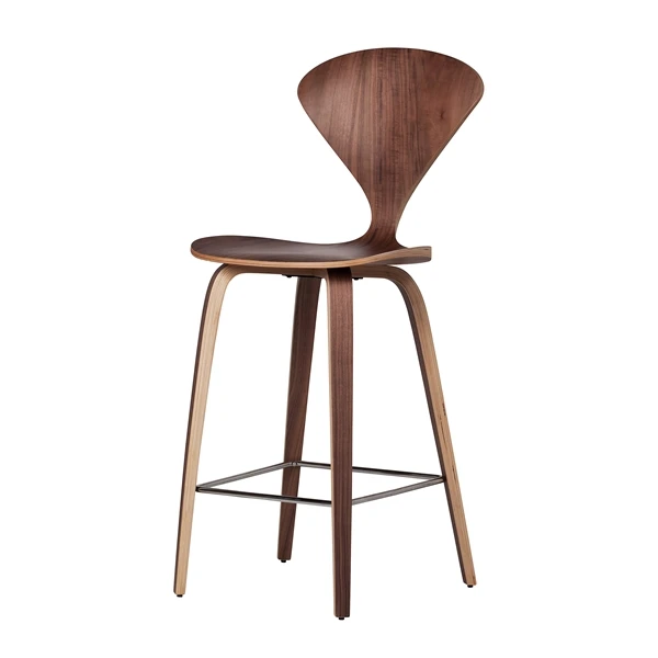 Modern Simple Design Walnut wood Cherner Counter Bar Stool Chairs Padded Sofa Chairs