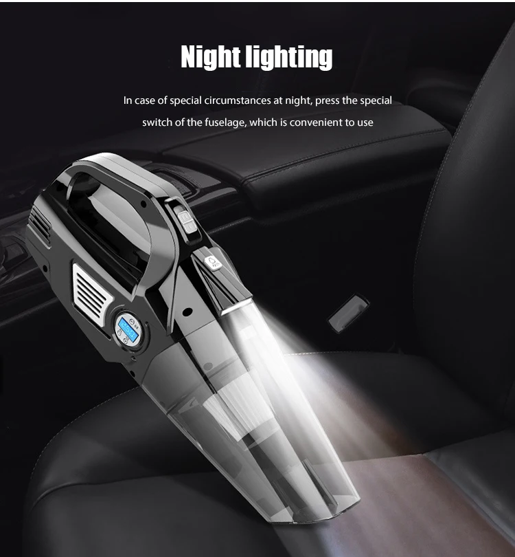 Digital display 2022 Hot Sale New Product 4 in1 High Suction 12V Wet and Dry Cord Cordless Portable Car Vacuum Cleaner
