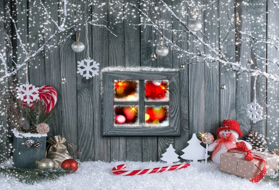 Christmas wooden board snowflake light spot photography background cloth decoration banner