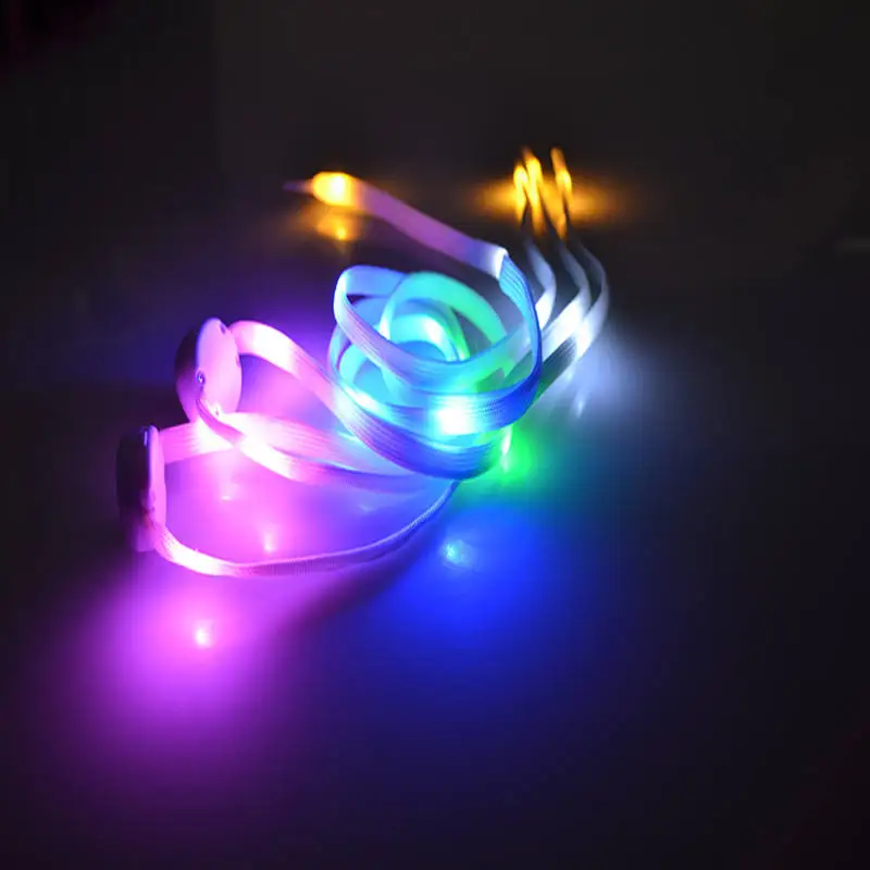Wholesale Multi color LED Light Up Shoe Laces for Party Favors Hip-hop Dancing Nylon LED Shoelaces with Flashing Shoe Laces