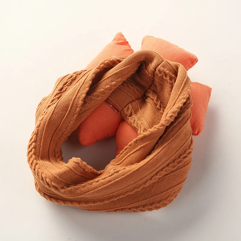 Small Order Baby Wide Twist Braided Cable Jacquard Headband With Big Stuffed Flower Girl Pom Pom Bow Newborn Headband