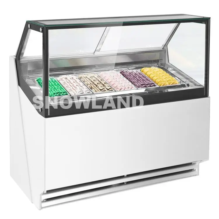 6 Pans Commercial Gelato Ice Cream Soft Display Refrigerator Freezer Display Showcase
