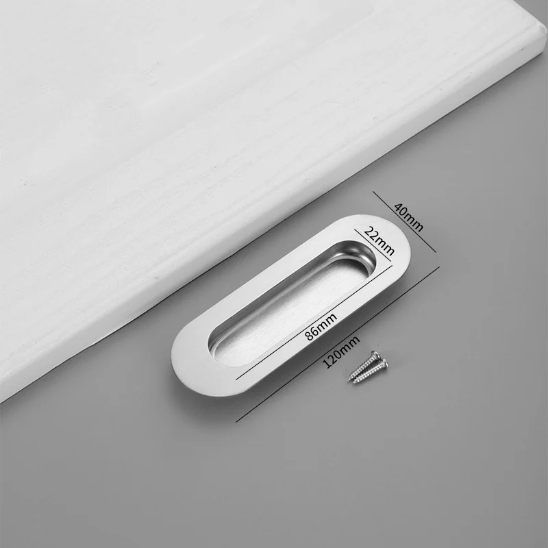 Oblong Sliding wheel door built in hidden pull round square stainless steel slide door oval handle