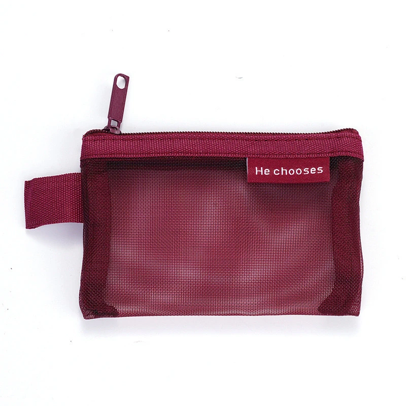 Pink Transparent Nylon Mesh toiletry bag Custom Logo Travel Makeup Cosmetic Bag Women Makeup Beauty Bag With Silicone zipper