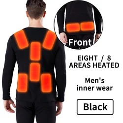 Одежда с интеллектуальным подогревом, костюм с постоянной температурой и подогревом, Мужская зимняя популярная одежда с USB, черное термобелье для женщин