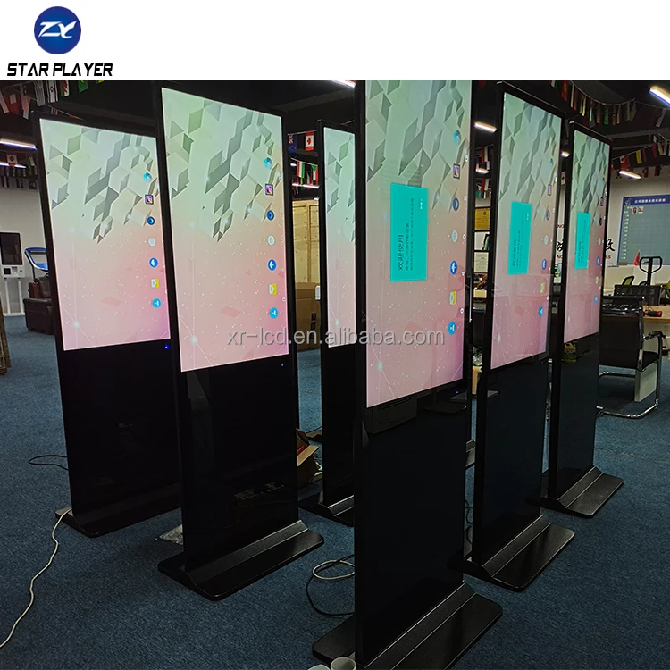 43 55 Inch Electronic Digital Standee Signage Player Software Touch Display Screen
